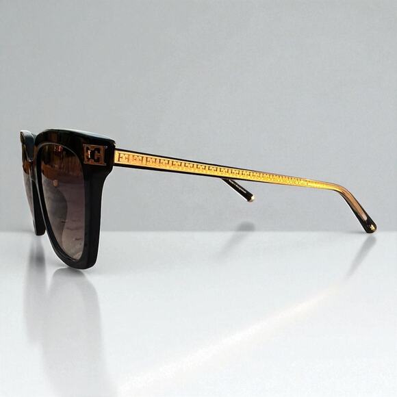 Escada Designer Square Sunglasses Black Frame Gold Tone Temples Excellent main image 4